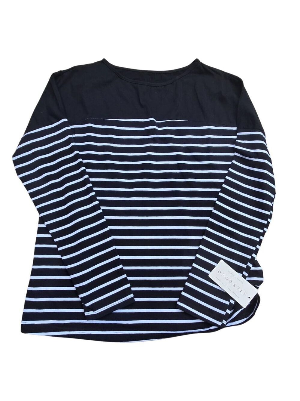 Lilycoco Long Sleeve Black & White Striped Shirt - Small - NWT